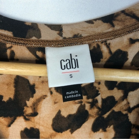 Cabi Selma Brown Animal Print Cinched Waist Long Sleeve Midi Dress S #4216 - Picture 5 of 5